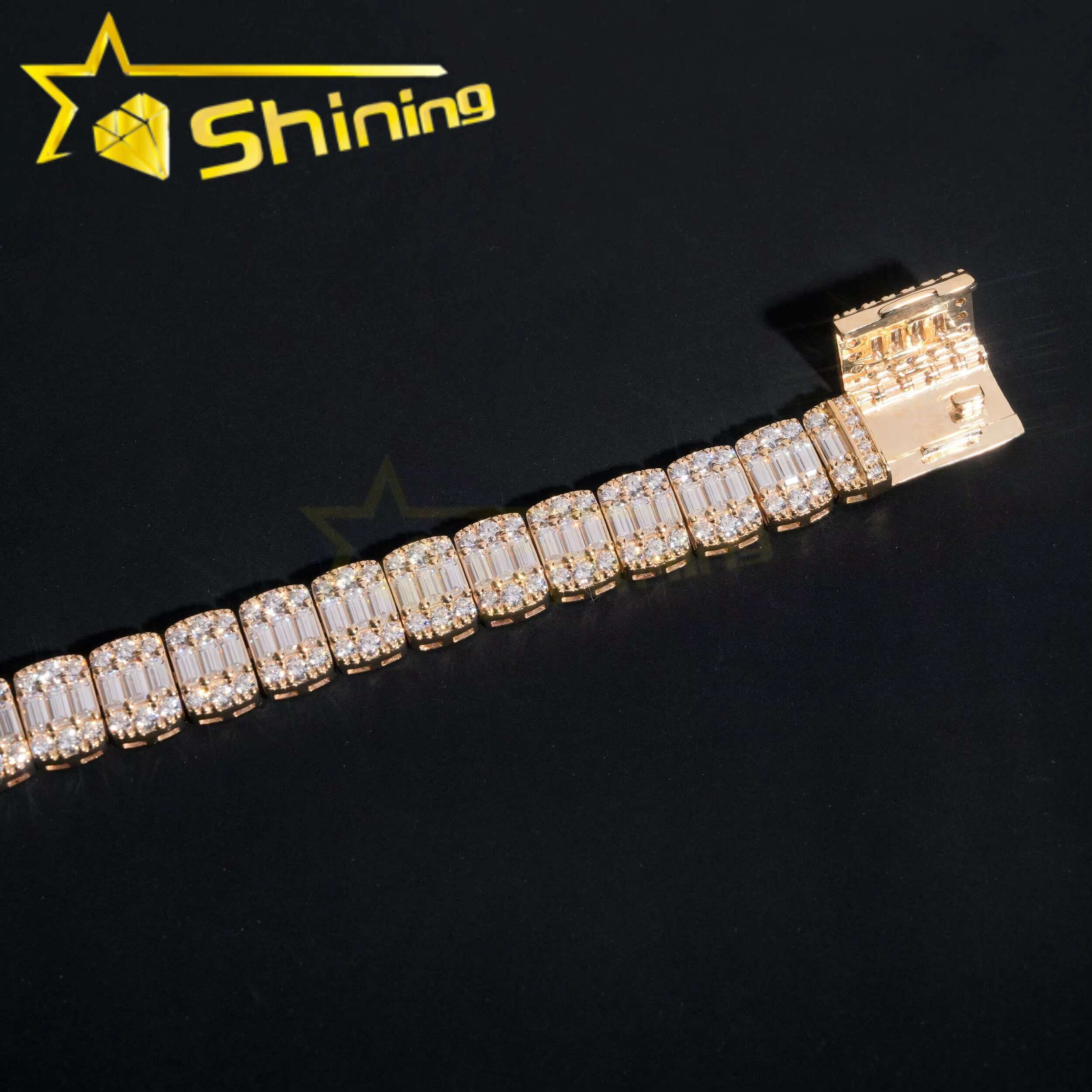 Custom Made Hip Hop Jewelry 8MM Cuban Link Chain 10K Real Gold VVS Moissanite Diamond Cuban Bracelet Men