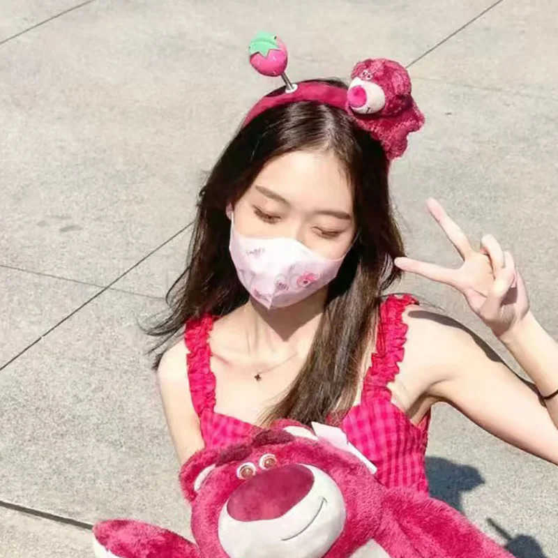 Disney Sewing Hair Accessories Plush Animal Hair Accessories Rosso Winnie Headbands Girls Face Wash Headbands Anime Character Headbands Gifts X250425