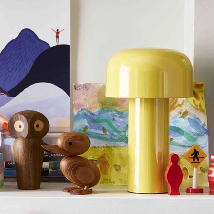 Rechargeable Black Mushroom Desktop Decorative Lamp with Iron Body for Desk Bedroom Camping Tabletop Modern LED Table Lamps C251125