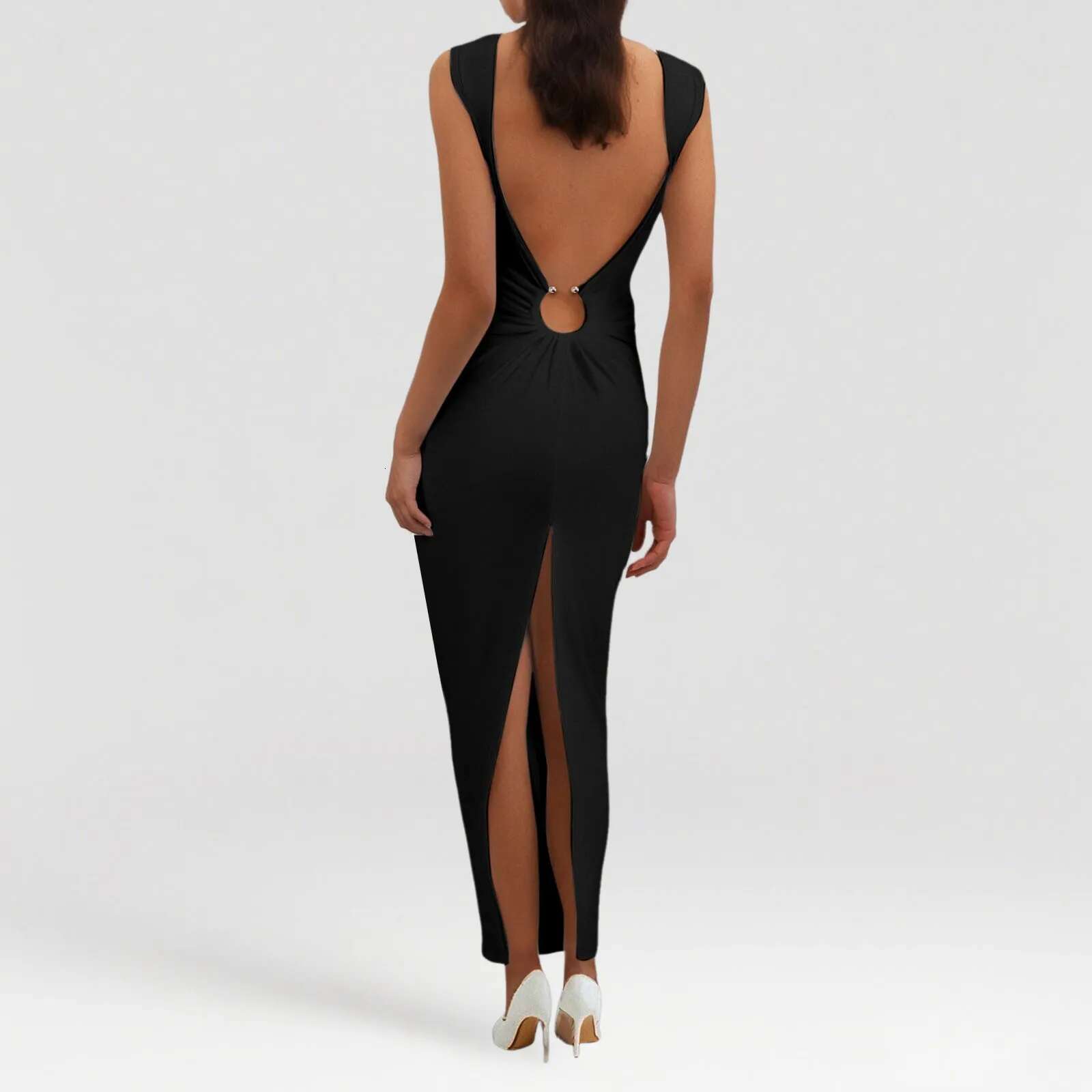 Dongdumaoyi New Backless Long Skirt Party Club Vacation Clothing Ladies Sexy Casual Summer Black Dress Female Slim Women