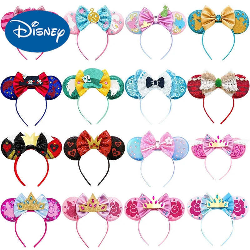 Disney Alices Adventures in Wonderland Earband Girl Cheshire Cat Hair Female Red Queen Headwear Childrens Mad Hatter Hair Accessories X250425