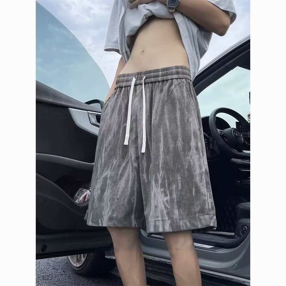Beach men's summer thin American style exterior ice silk sports pants big size loose casual five inch shorts