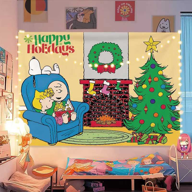 Miniso Christmas Tapestry Wall Hanging Decor Kids Adult Bedroom Dorm Background Cloth Healing Style Party DecorationM251125
