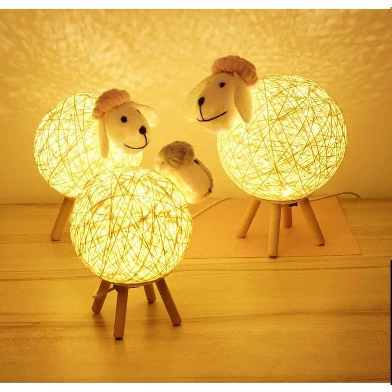 Yiins Little Sheep Desk Lamp Girl S Bedroom Atmosphere Light Cute Little Sheep Intelligent Timer Sleep Night LightM251125
