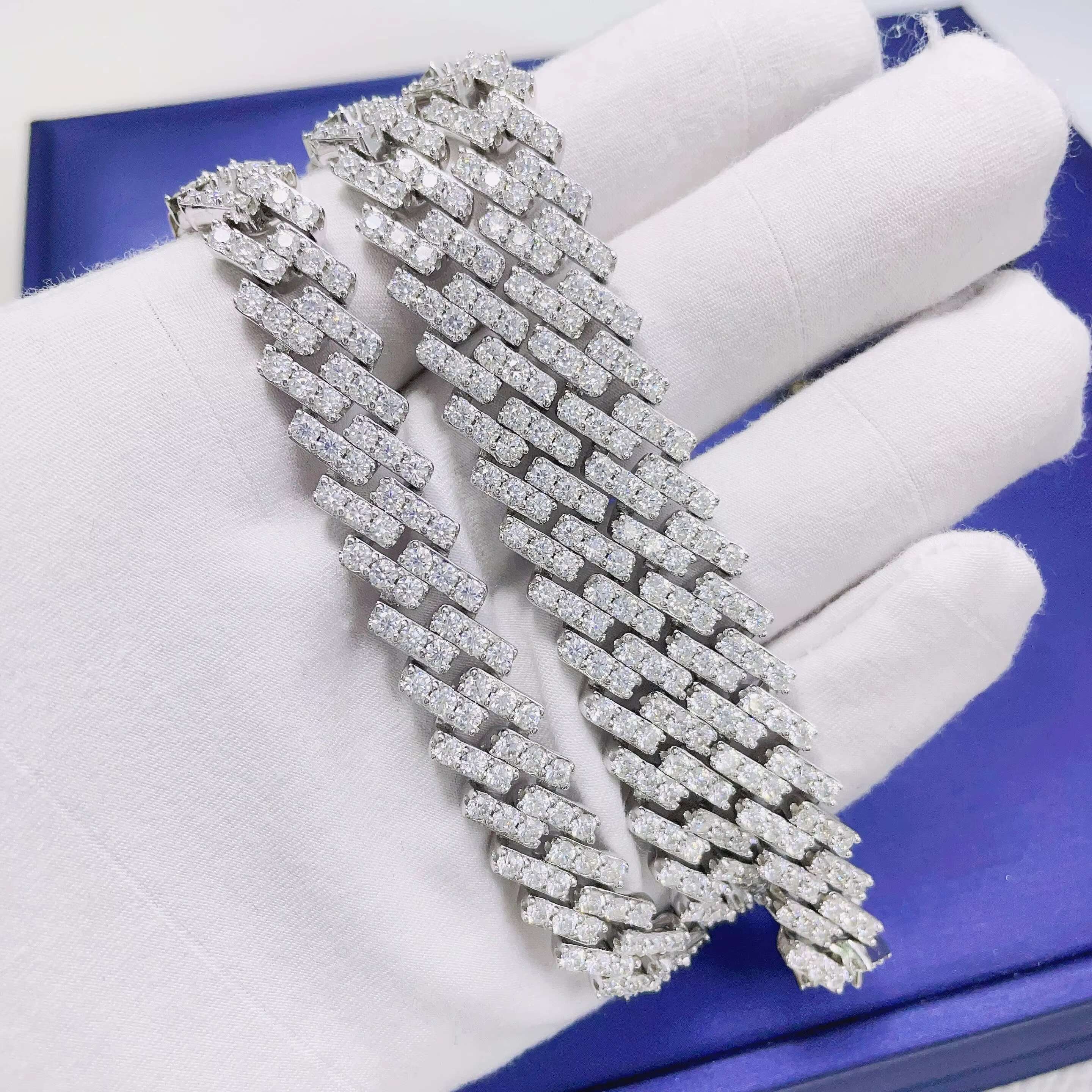 Pass Diamond Tester 8mm 10mm Hiphop Chain Bling Iced Out Silver Moissanite Cuban Link Chain