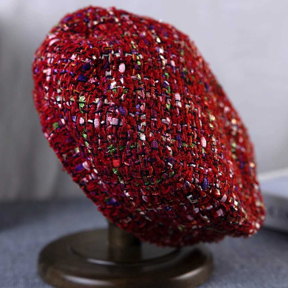 2025 Wool Berets Red Plaid Vintage Autumn Winter French Octagonal Peaked Hats Painter Hat Street Military Women Girl Caps FDM02 J251125