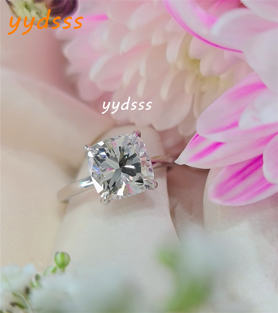 Cushion Cut Lab-Grown Diamond Solitaire Engagement Ring - Jewelry 3 CT E VS1 14K White Gold IGI Certified