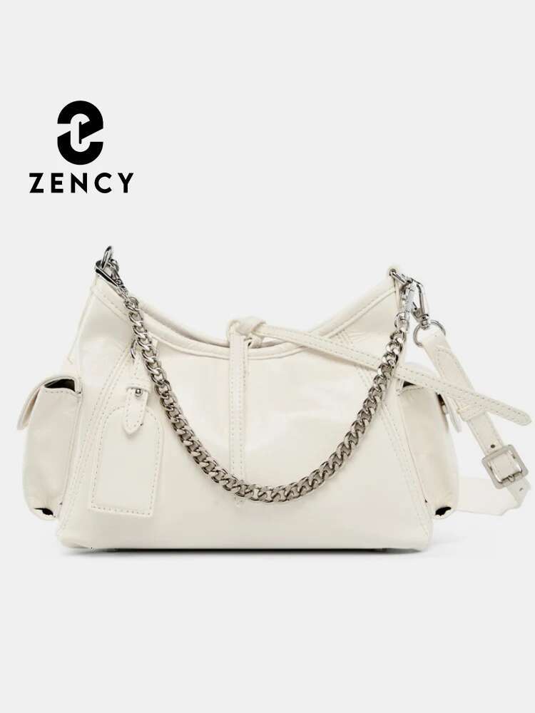 Zency 2024 Stylish Soft Leather Top-Handle Chain Handbag For Women Bag Black Beige Crossbody Sac Underarm Bags