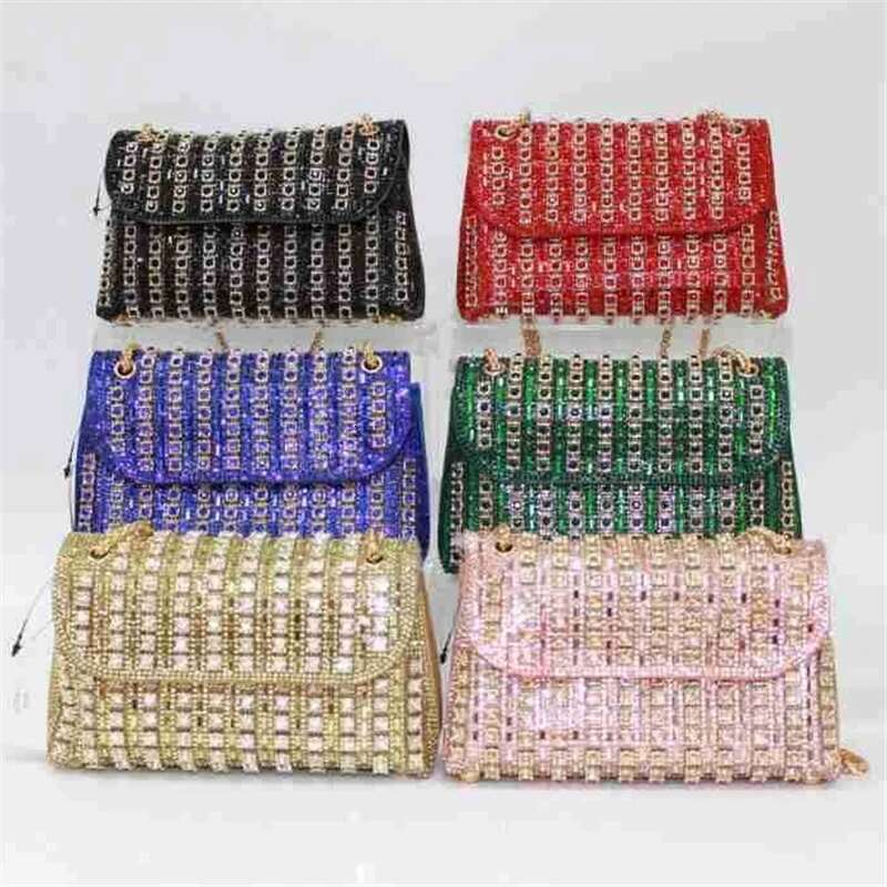 Spring and summer new color crystal banquet dress clutch one-shoulder cross-body chain armpit customized women's bag