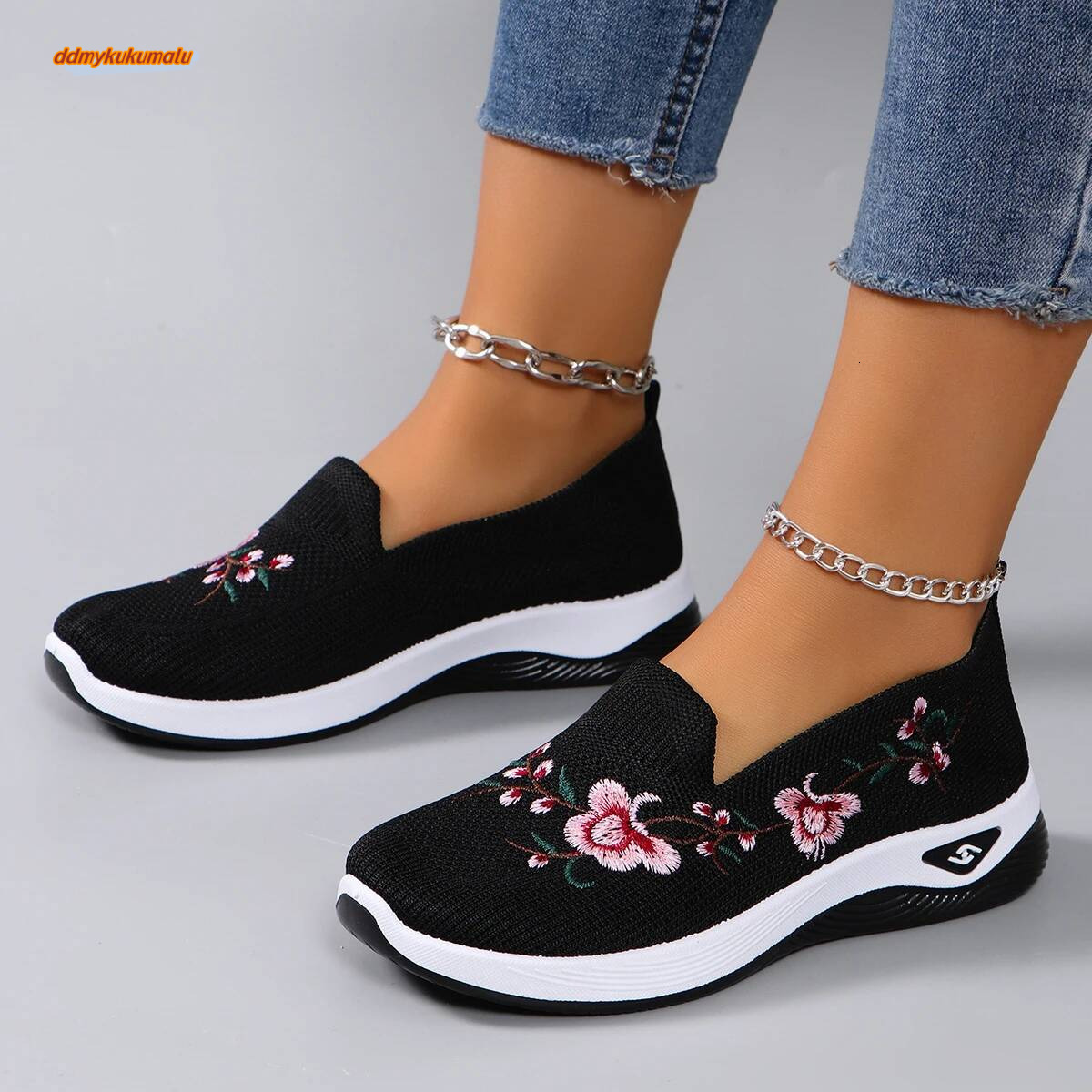 Spring and Autumn New Women's Fashionable Breathable Lightweight Non-Slip Wear-Resistant Casual Sports Flat Shoes Loafers ddmykukumalu