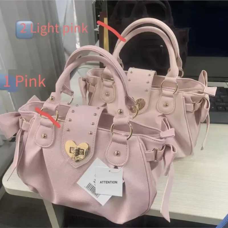 Sweet Bow Lolita Pink Handbag Wallet Womens Harajuku Love Heart Soft Crossbody Bag Womens Kawaii Large Capacity Shoulder Bag Womens W250421