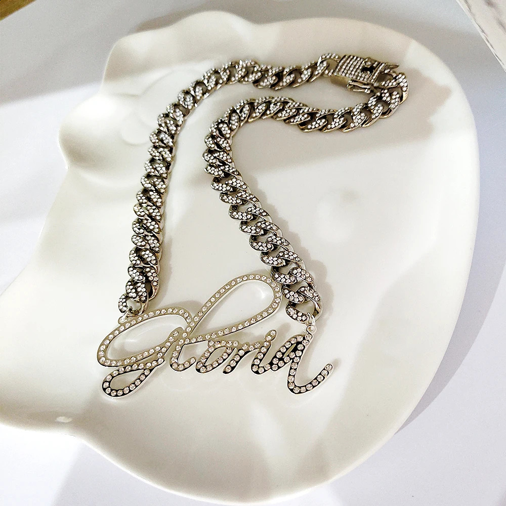 Custom Zirconia Necklace Diamond Necklace Men Hip Hop Name Necklaces Bling Letter Necklace Pendant Hop Jewelry 250425
