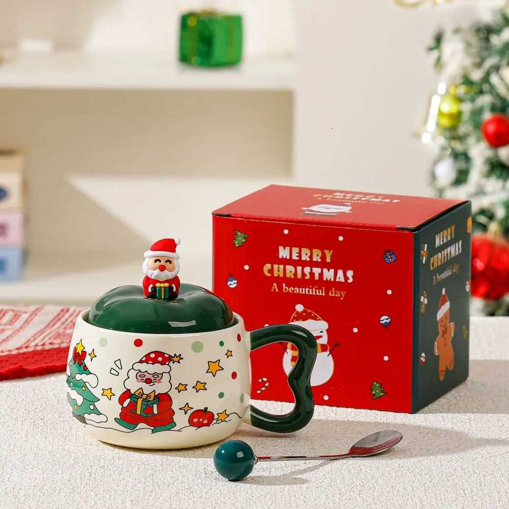 Birthday creative souvenir giftApple Mark ceramic water cup lid spoon cute gift box with high appearance level for Christmas Y251125
