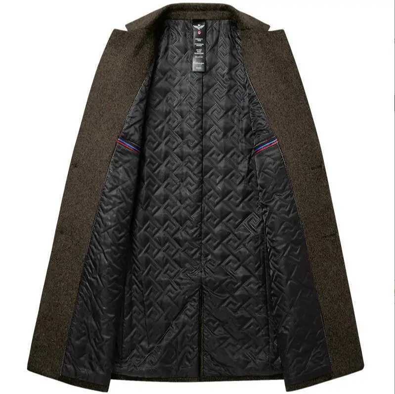 Trench Coat Men Brand Autumn and Winter New Solid Color Long Woolen Coat for Men Business Casual Windbreaker Men ClothingT251125