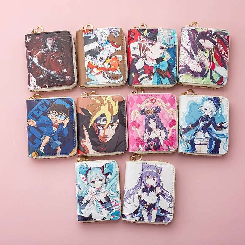 Japanese Anime Series Short PU Teenagers Simple Fashion Coin Purse Cartoon Wallet Explosions Bank Card Bag