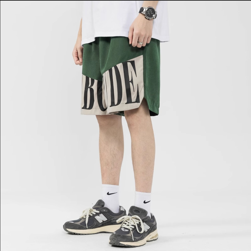 Sports cropped men's youth fashion trend, fashionable brand, loose fit cartoon anime straight leg casual pants, summer