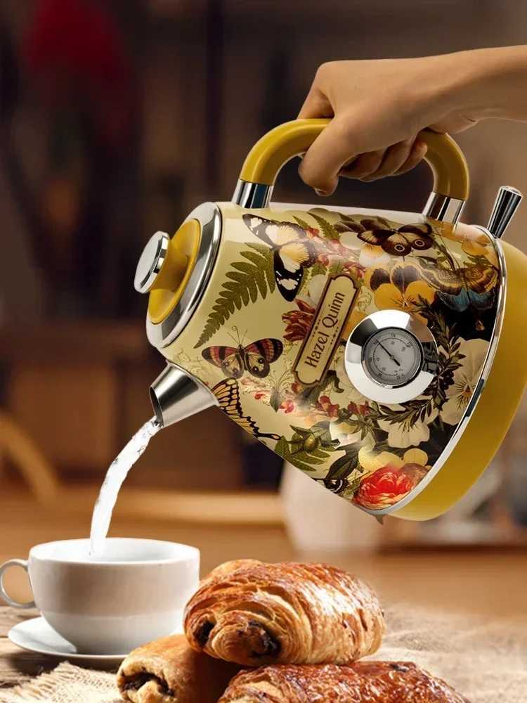 220V Vintage Electric Kettle with Unique Brazilian Artist Hand-painted Design 304 Stainless Steel C C251125
