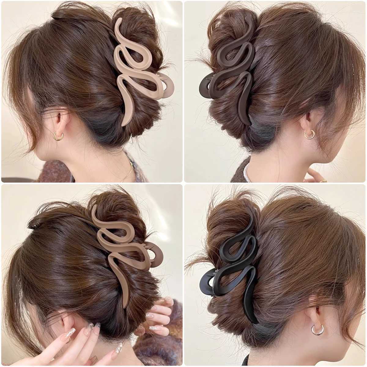13cm acrylic female hair clip matte wavy hair clip claw clip hair accessory girls headwear 4 solid colors 3 transparentT250425