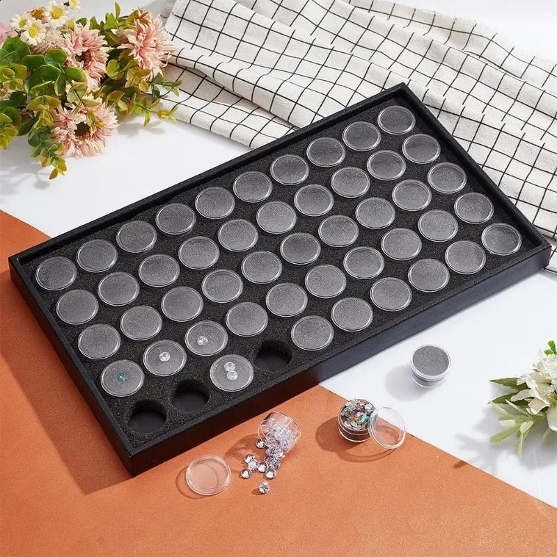 1Set 50 Gem Display Case Diamond Gemstone Storage Box Small Round Plastic Containers Box Jewelry Organizer Container with Foam 250424
