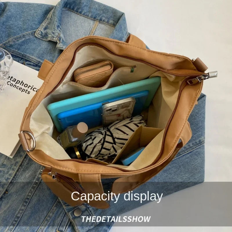 Simplicity Oxford Canvas Composite Shoulder Bag Solid Color Versatile Lazy Style Crossbody Bag Large Capacity Tote Bag 250417