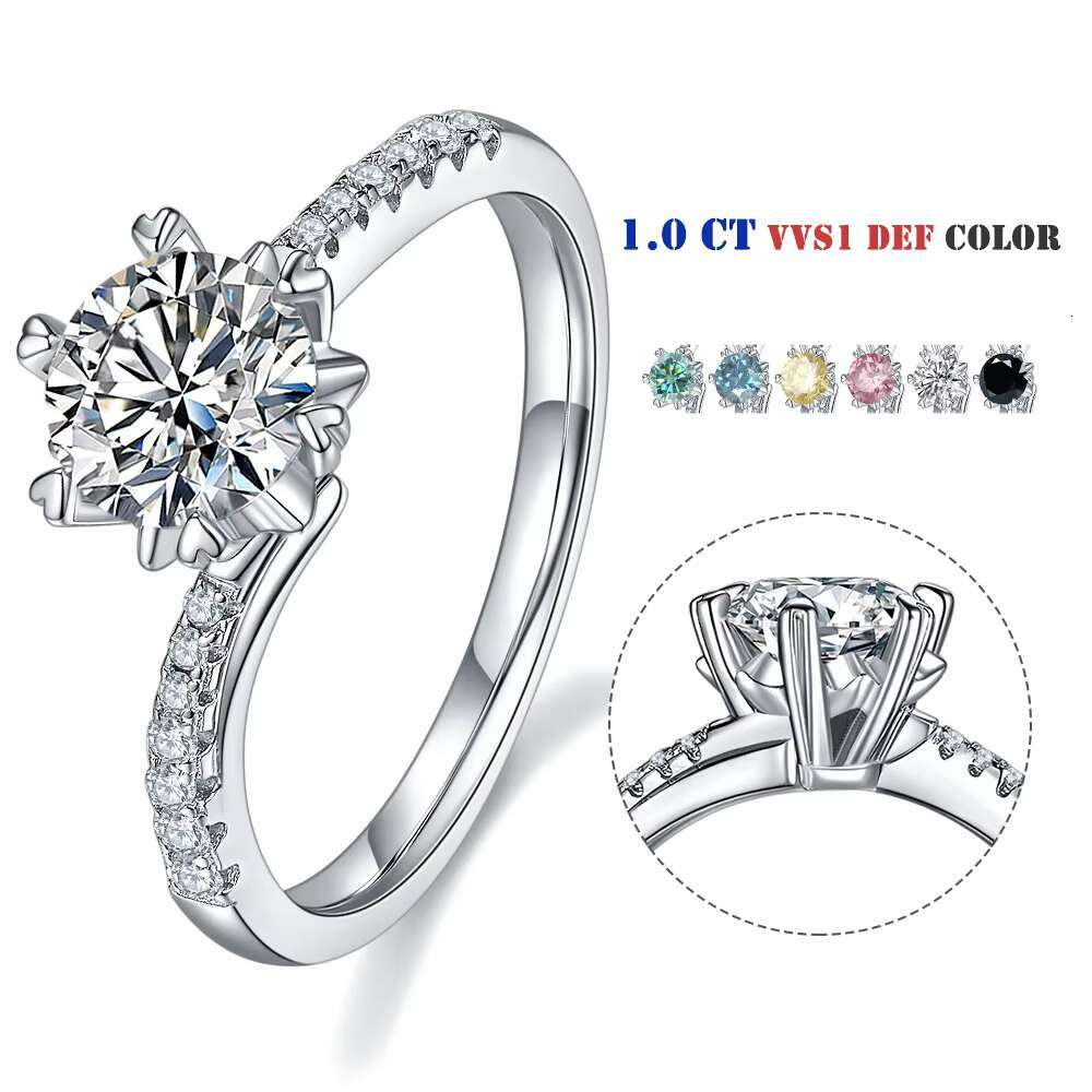 Abiding Jewelry Wholesale Snowflake Shape 1carat Moissanite Diamond Stone 925 Sterling Moissanite Ring