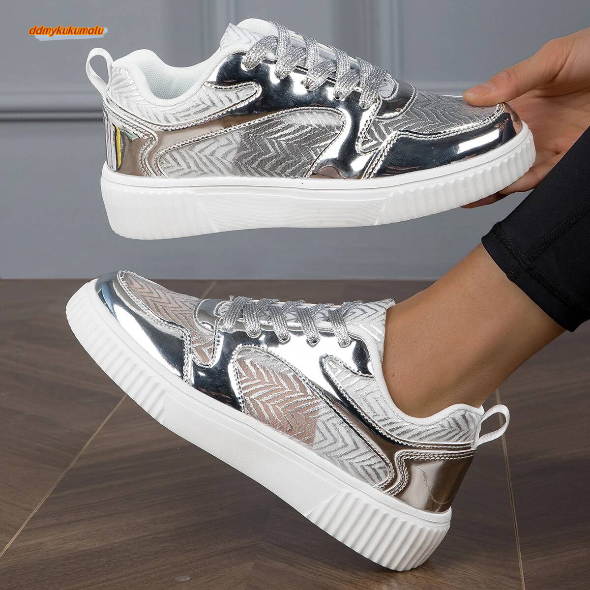 Metal Color Sneakers Casual Vulcanized Sport Fashion White Shoe for Woman Flats Shoes Summer Breathable shoes Women ddmykukumalu