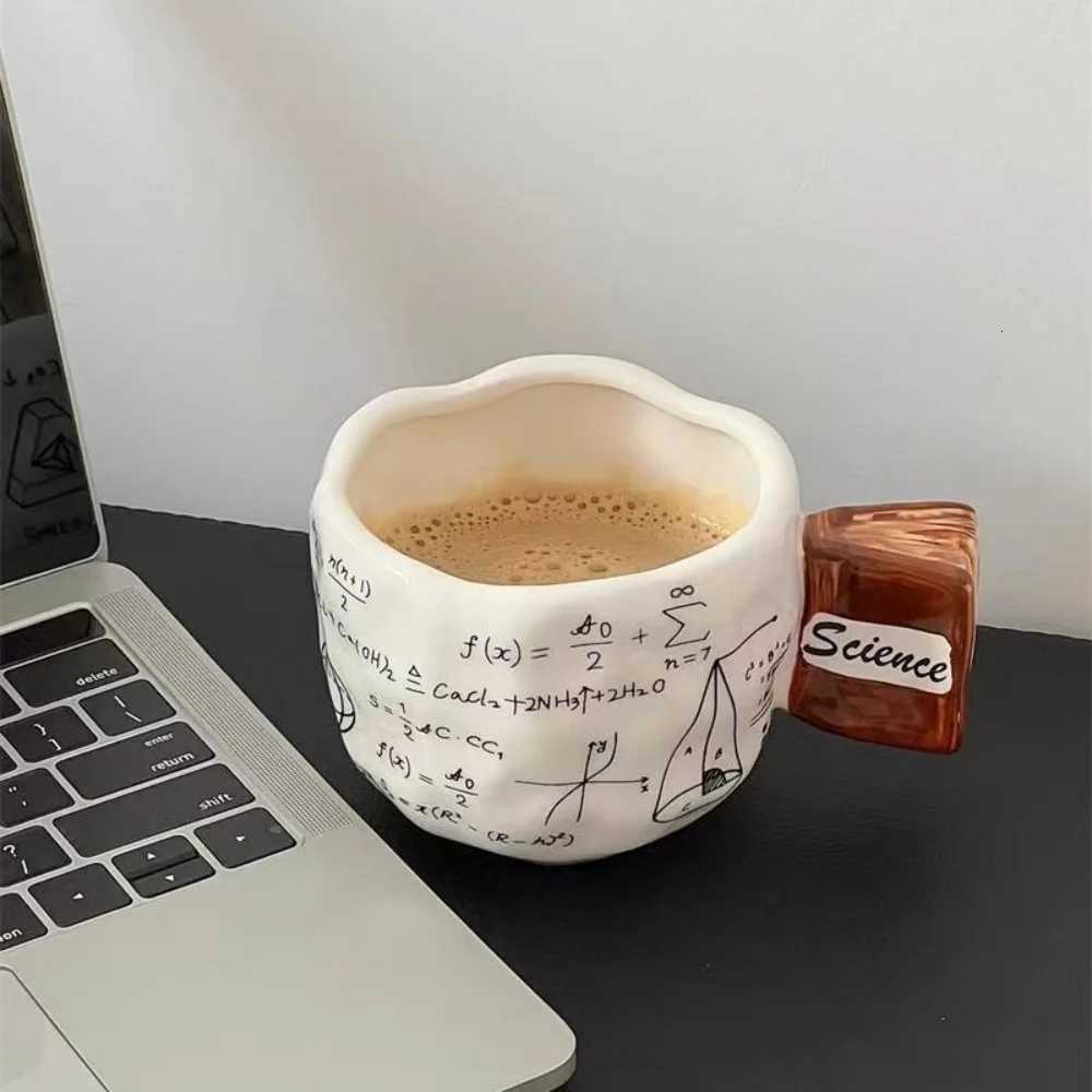 Science Formula Pattern Coffee Mug Ceramic Cups With Handle Handmade Irregular Cup Gift For Physics Chemistry and Math Teacher Y251125