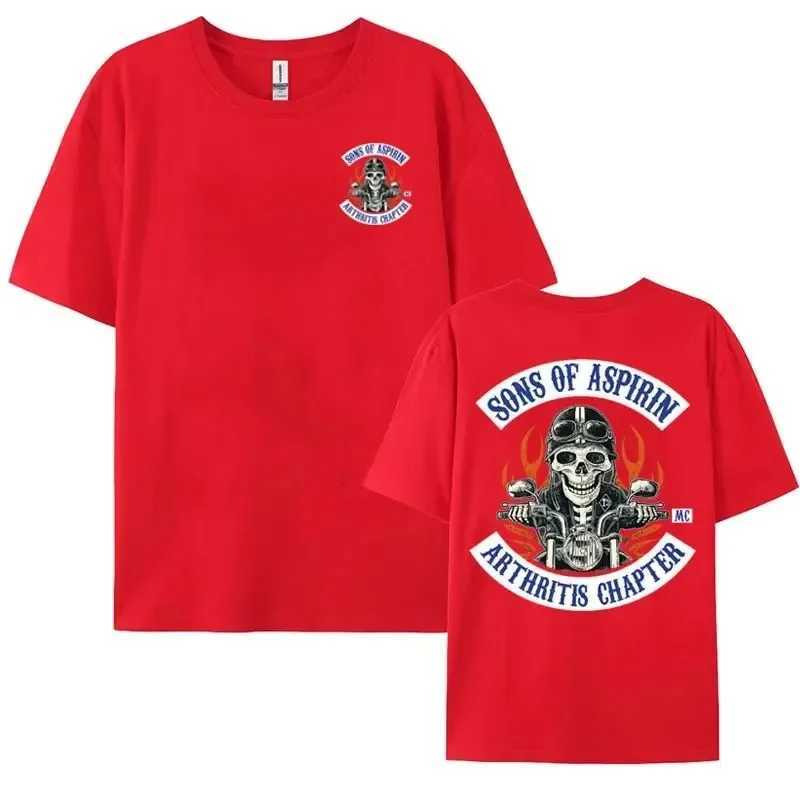 Interesting Motorcycle Rider Skull Printed T-shirt for Mens Summer 100% Cotton Fashion Gothic T-shirt Retro Cool Y2k Casual T-shirt W250425