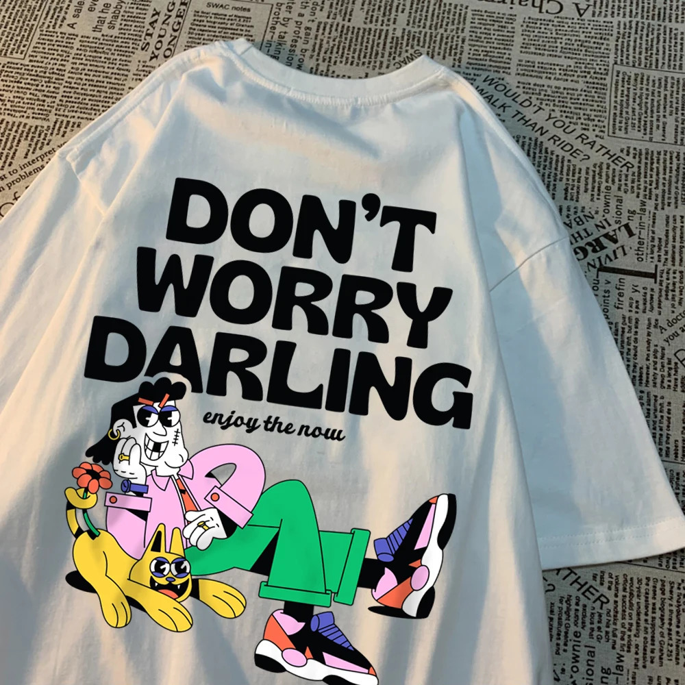 Dont worry dear. Enjoy the current mens T-shirts oversized Crewneck T-shirts breathable clothing summer cotton T-shirts loose tops 250423
