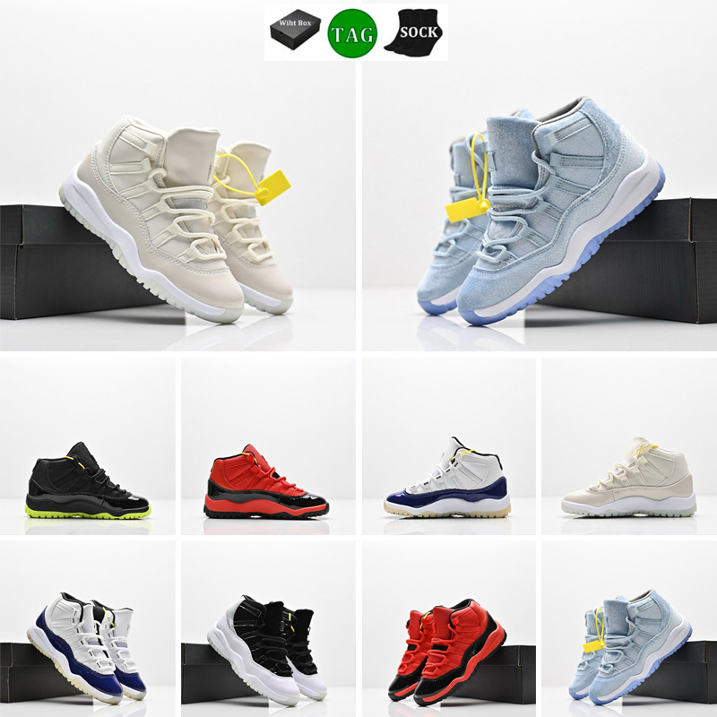 11S Kids Running Shoes Girls Boys Breathable Sneakers Ash Frost Blue Rock Stone Athletic Youth Outdoor Shoes