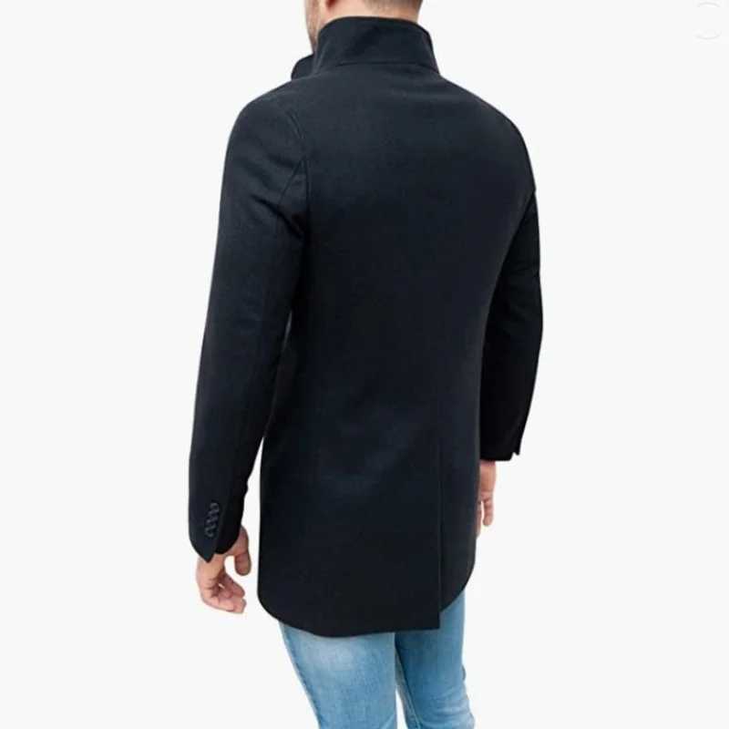 Elegant Jackets Man Single Breasted Mans Janket Solid Wool Blends Mid-length Trench Coat Long Mens CoatT251125