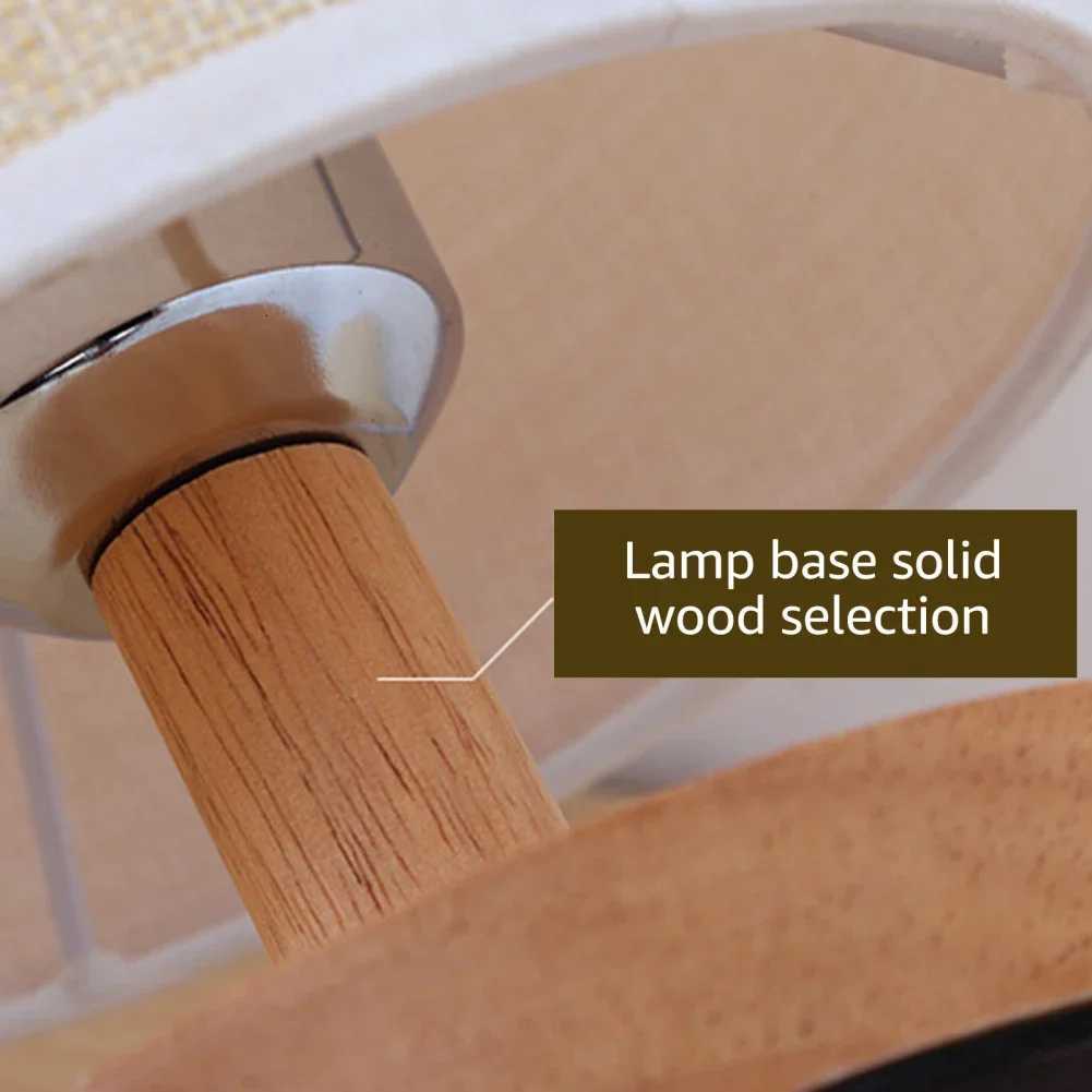 Vintage Table Lamps Wooden Desk Night Lights with Cylinder Lamp Shade Dimmer Switch For Living Room Bedroom Bedside Home DecorM251125