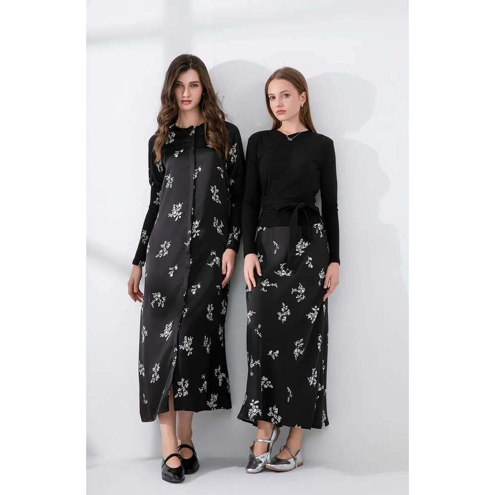 AS 2024 Woman Clothes Thicken Ribbing Closed-Fit Wrap Tops + Satin Adjustable Straps Dress (Ship Out In 1 Day)