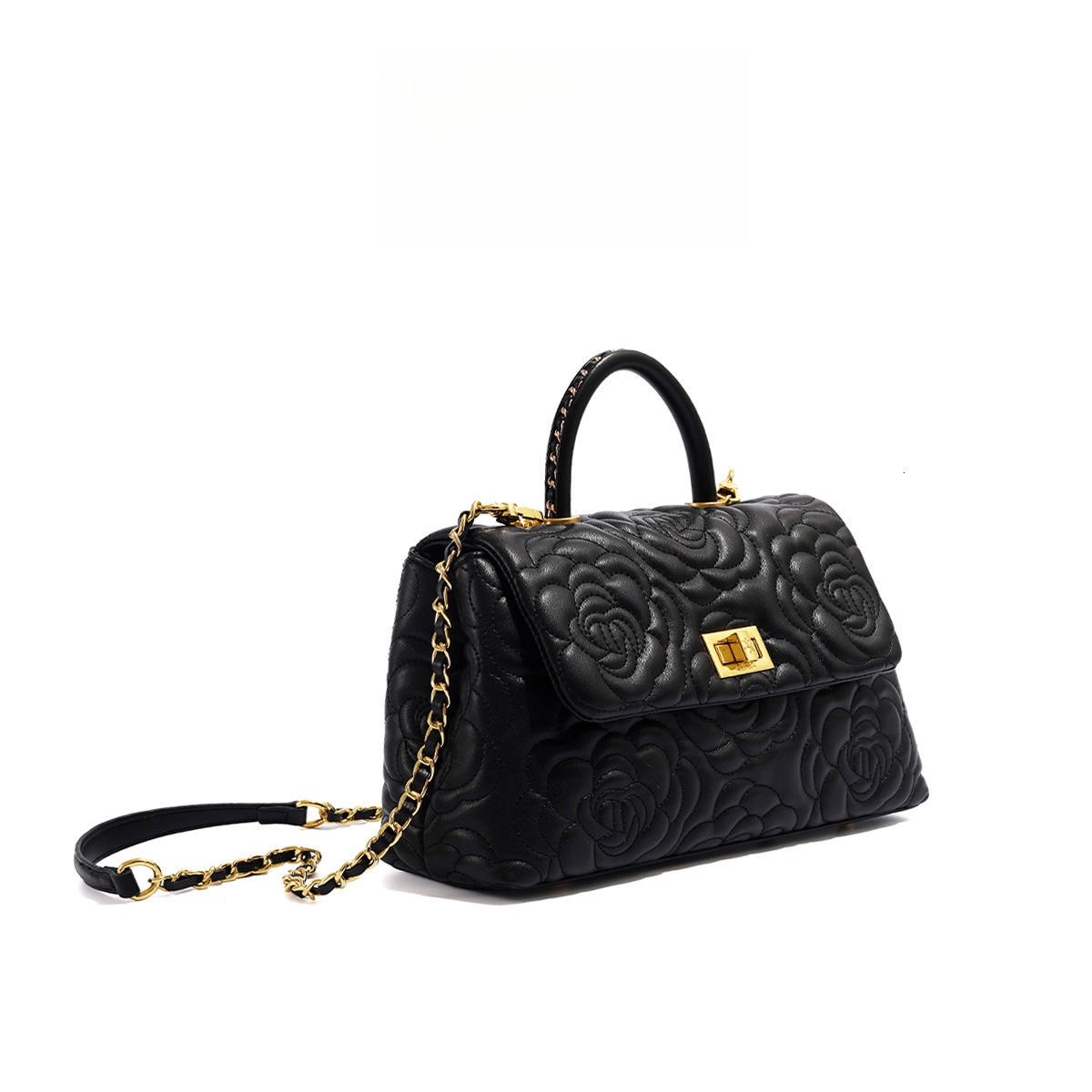 Camellia Embroidery Designer Bag for Women Retro Fashion PU Leather Handbag Crossbody One Shoulder Large Quantity Chain Bag