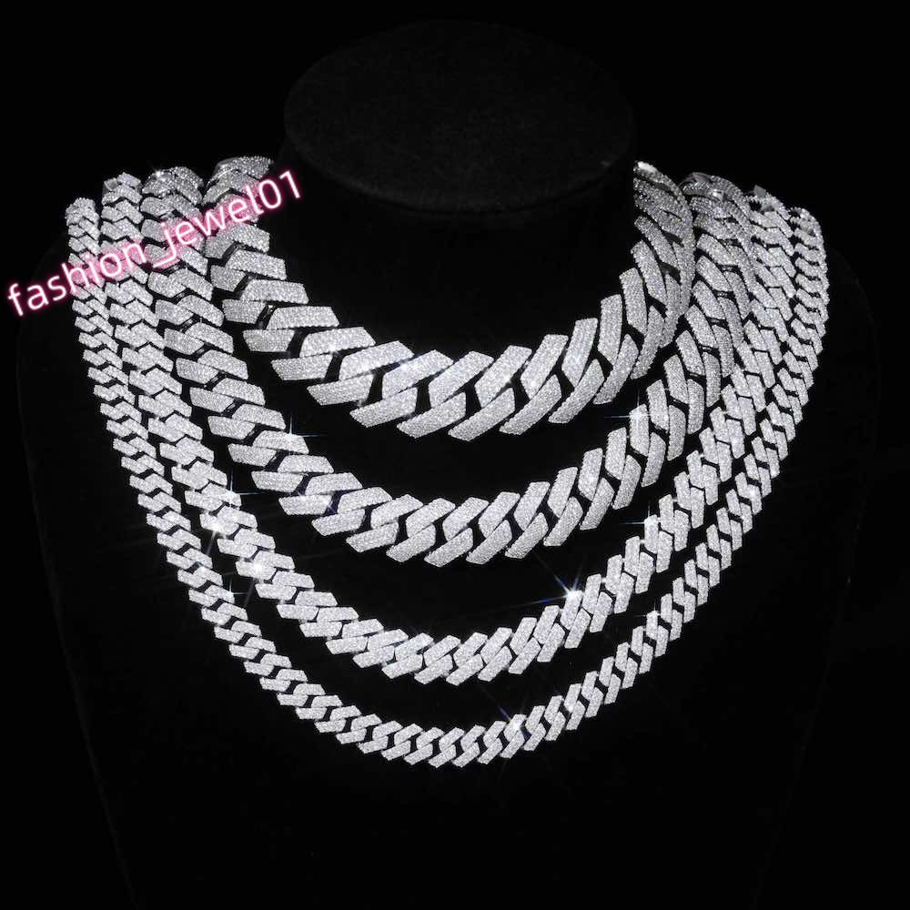 Hip Hop Fashion VVS D Moissanite Chain Iced Out 925 Sterling Silver 6mm-18mm Moissanite Cuban Bracelet Necklace Jewelry