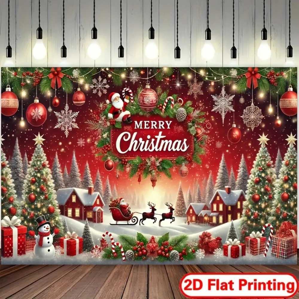 VIKAMA 2D Flat-Printed Christmas Banner Ideal for holiday parties photo booth decorations and Christmas festive suppliesM251125