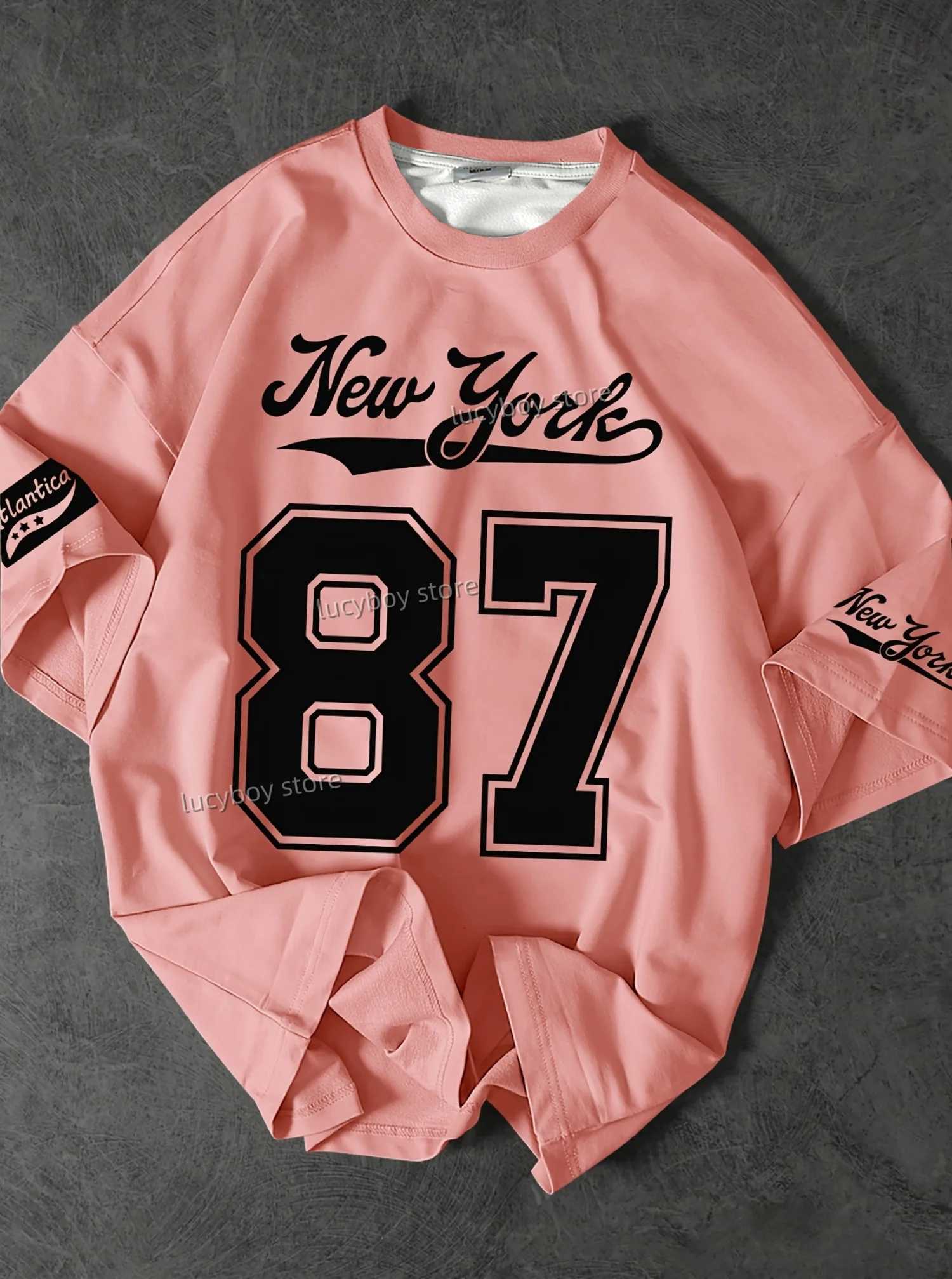 2025 No. 87 New York Printed Mens Shirt Mens Short Sleeve Sports Football T-shirt Retro Large Stripe T-shirt Mens Clothing W250425