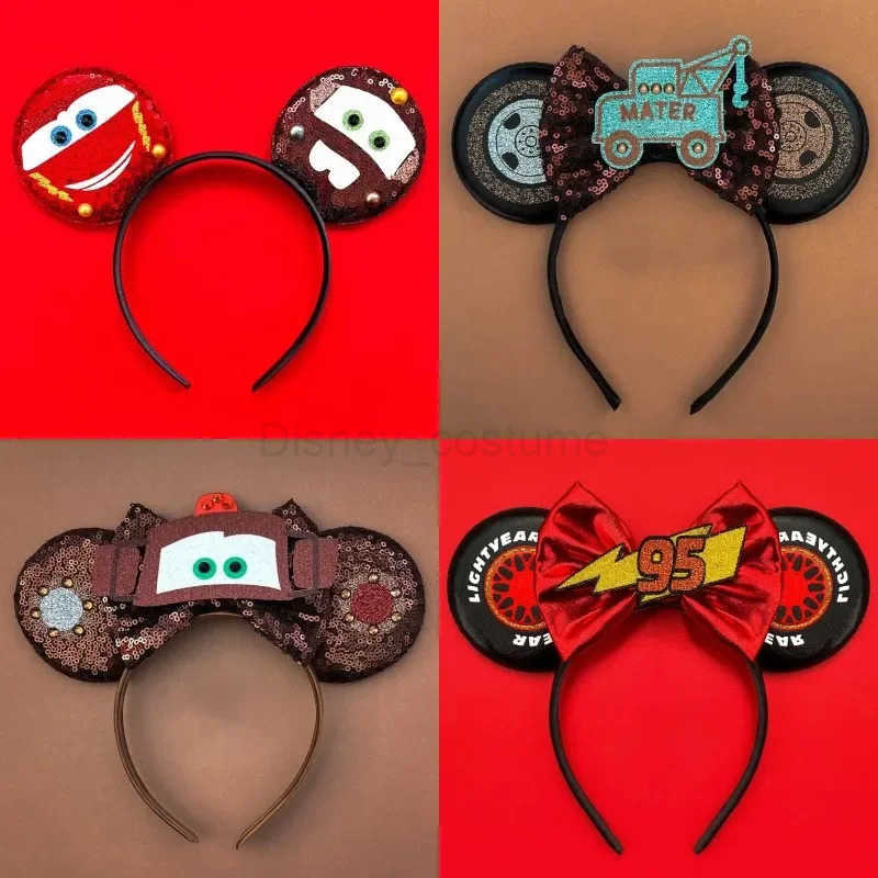 Disney Pixar Car Ear Strap Girls Children Women Bow Lightning McQueen Hair Accessories Pixar 95 Hair Main Ear Strap X250425