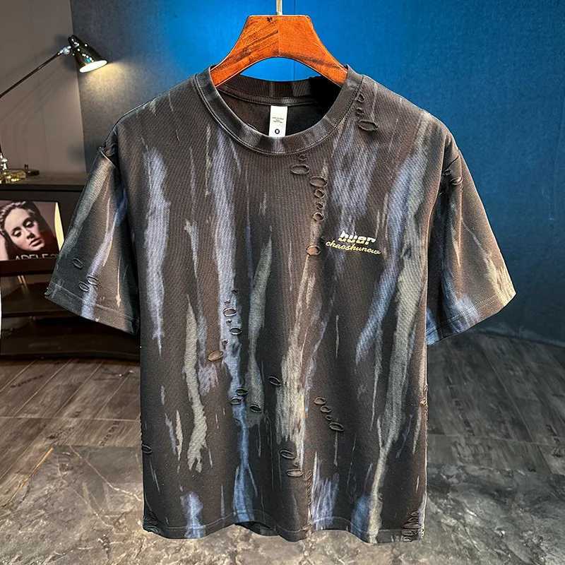 Loose half sleeved short sleeved mens summer T-shirt 2025 new fashion trend casual printed top W250425