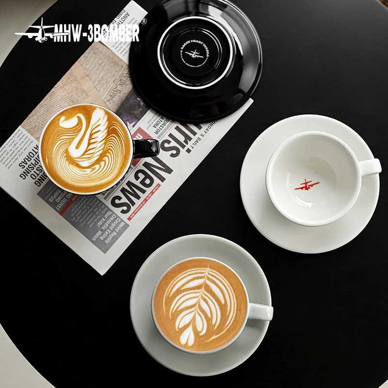 Coffee Cups ic Latte Art Cups with Saucer 280ml Tea Cup Ceramic Espresso Mug Kitchen Bar Coffee Accessories Y251125