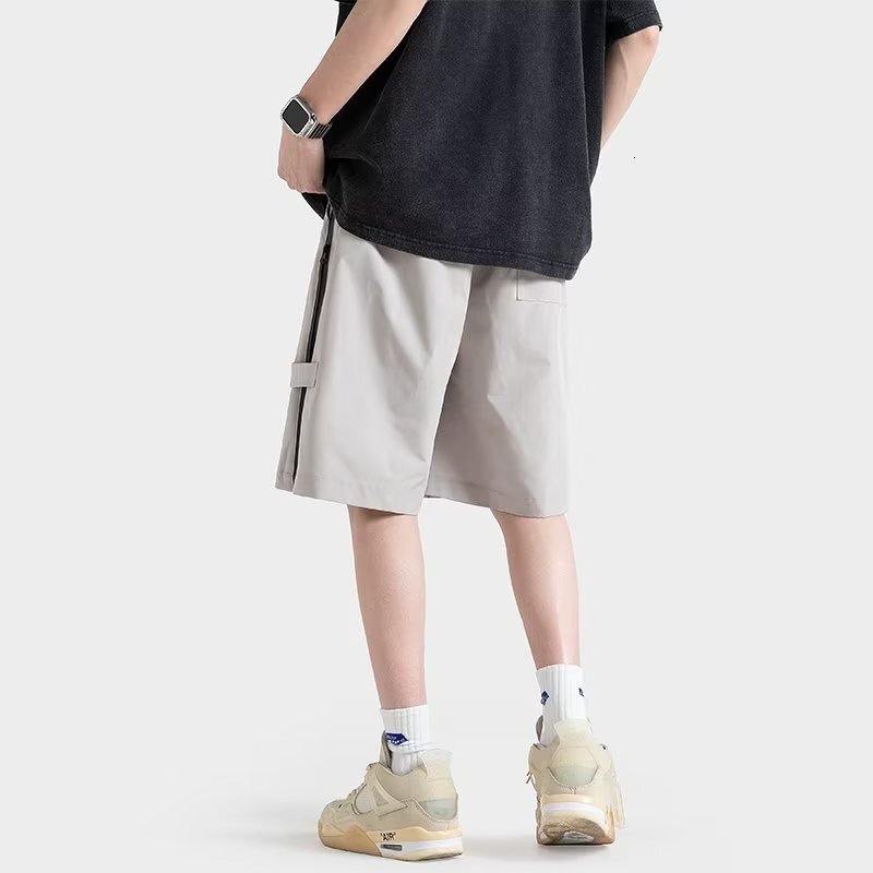 Mid high waist five quarter youthful and new casual sports pants, trendy summer fashion brand, loose fit men's clothing