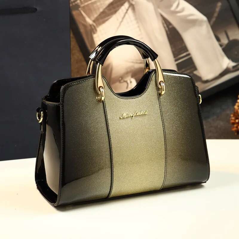 Spring and summer new rhinestone patent leather flower gradient handbag one-shoulder cross-body banquet dress women's bag