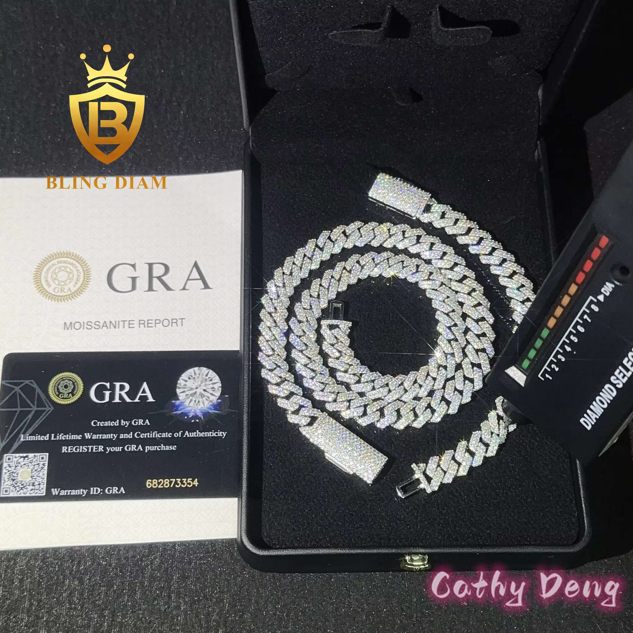 Ready to Ship 10mm Moissanite Cuban Llink Bracelet 925 Silver Classic Moissanite Diamond Cuban Chain Necklace Pass Diamond test