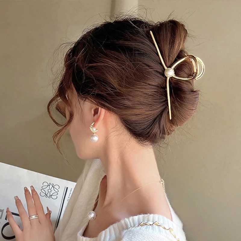 New Punk Geometric Metal Gold and Silver Simple Hair Clip Claw Suitable for Women Fashion Big Crab Claw Korean Headwear AccessoriesT250425