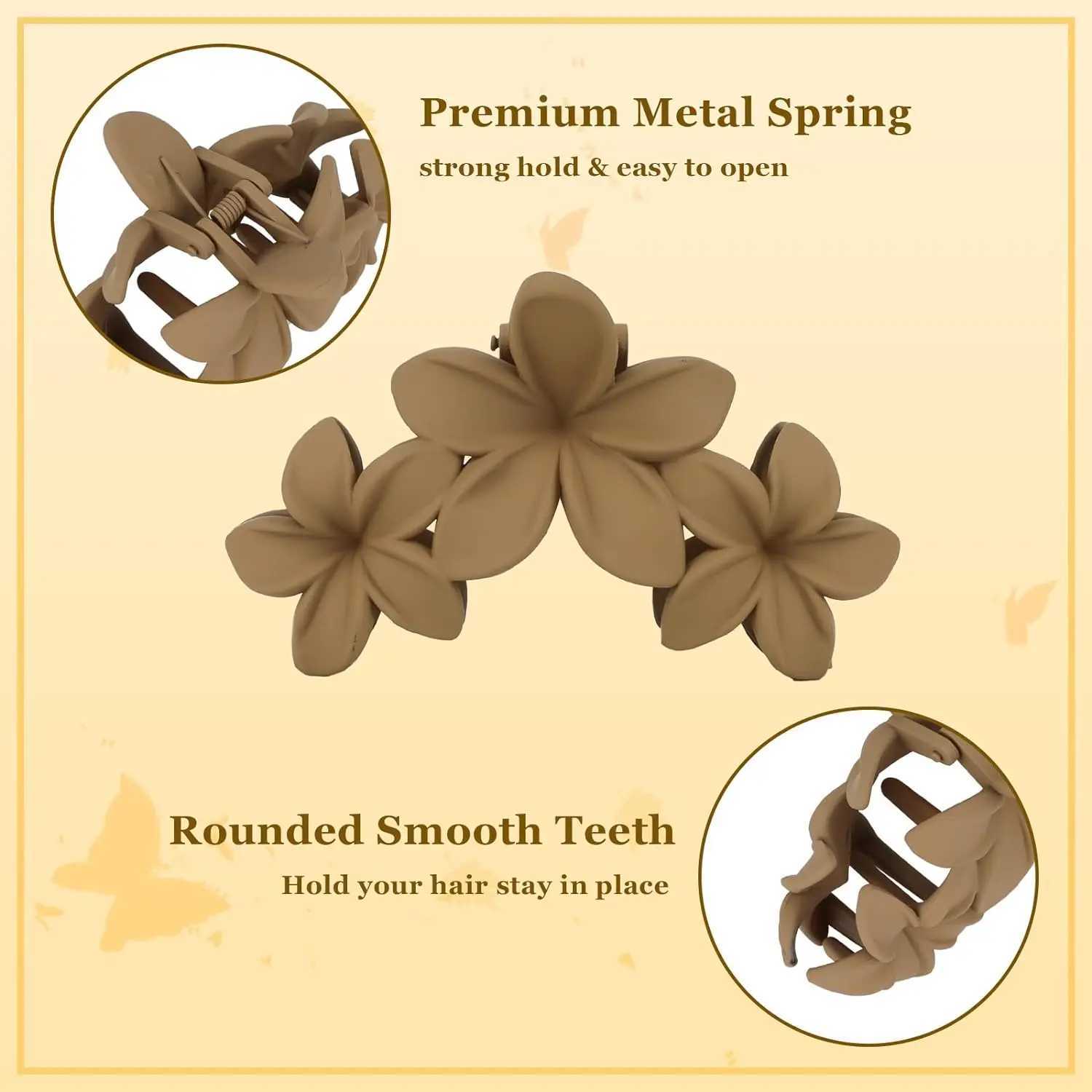 4 pieces of flower clip anti slip matte flower womens big claw clip Hawaiian hair clip Power styling beach hair clipT250425