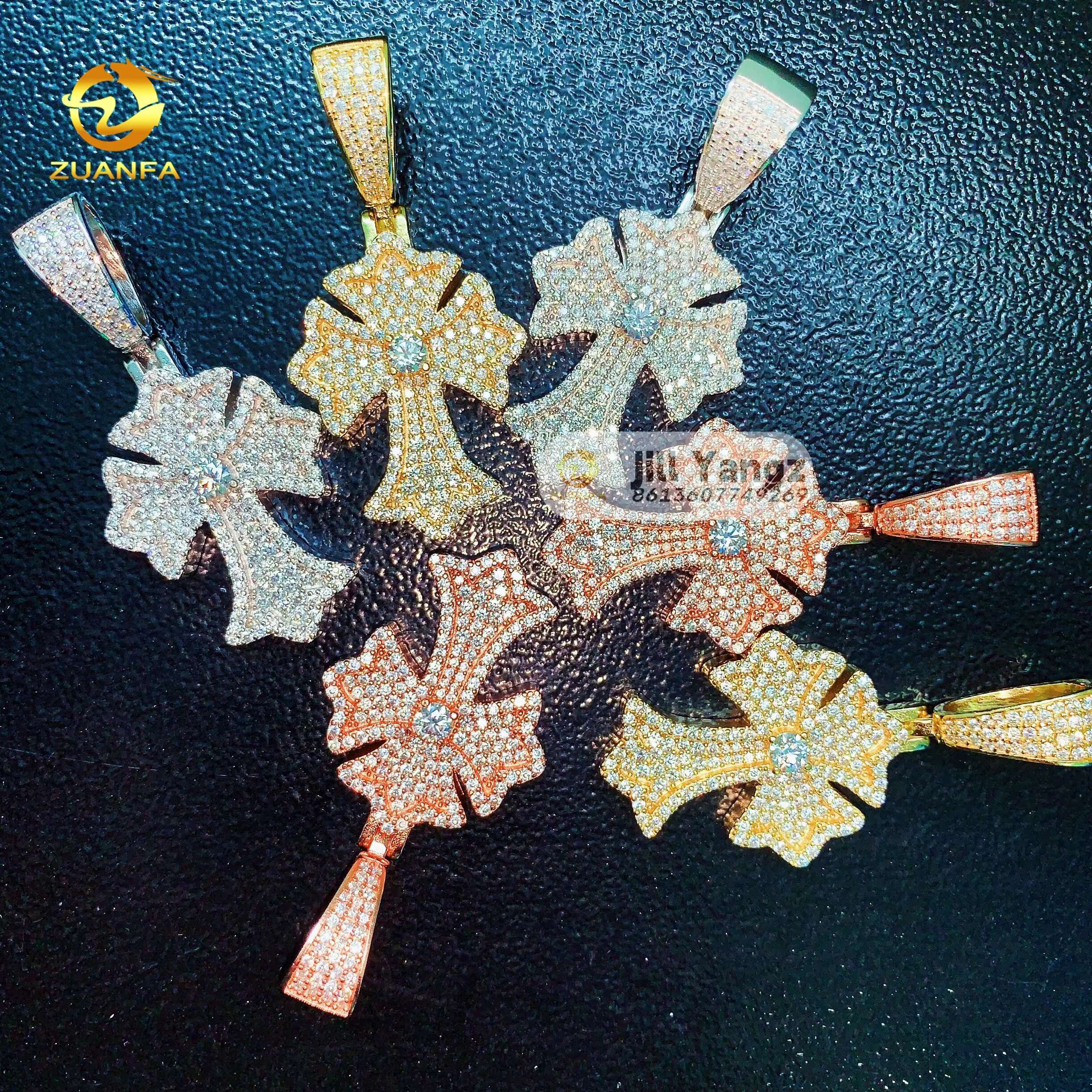 Ready to Ship Cross Pendants GRA Certificate Moissanite Iced Out Custom Hip Hop Pendant Religious Jewelry Mossanite Pendant