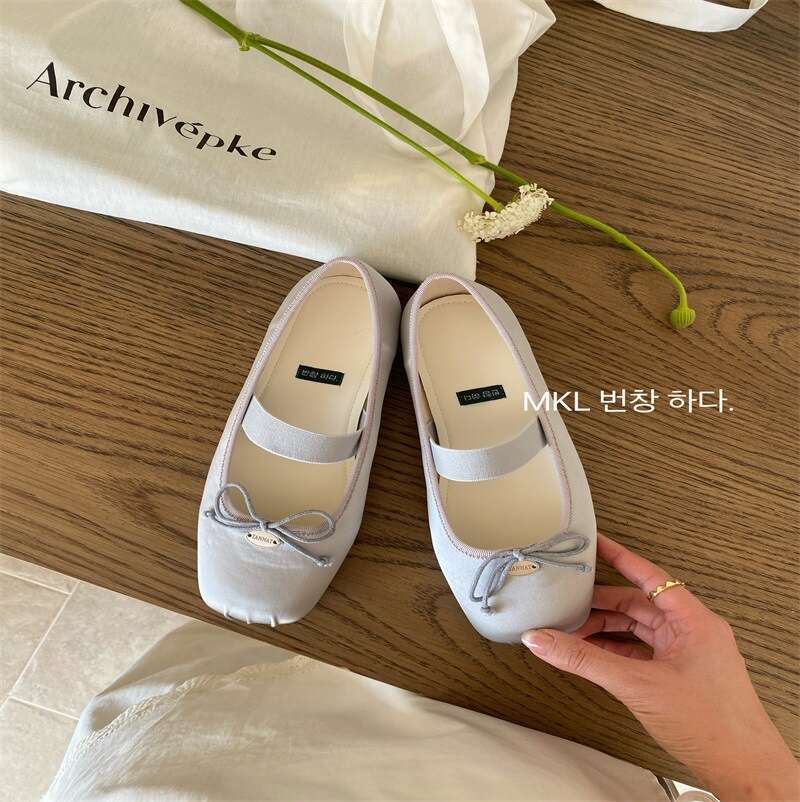 2025 New Spring French Ballet Gentle Evening Flat Pink Satin Mary Jane Single Women's Shoes