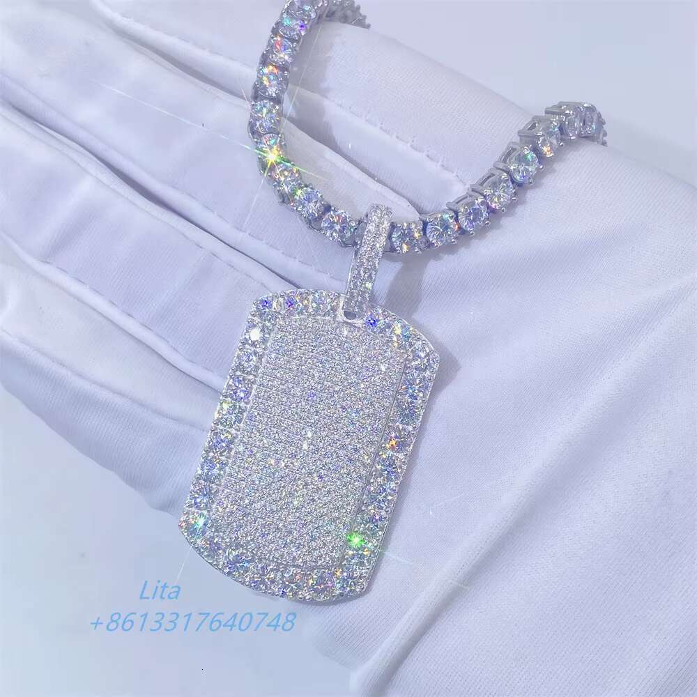Hip Hop Jewelry Bling Necklace Chain 925 Solid Silver Moissanite Diamond Charm Pendant for Men