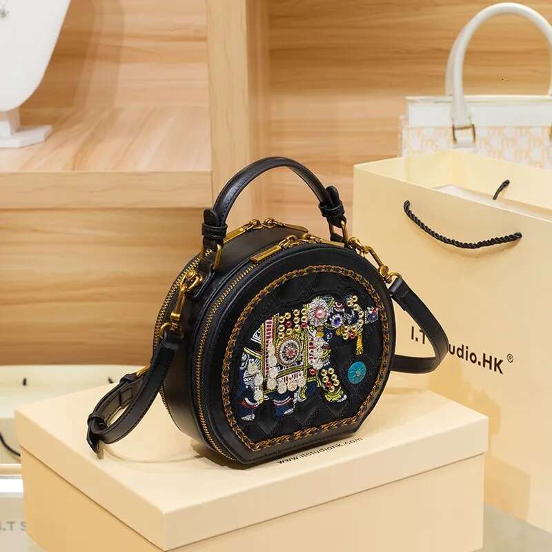Women's Handbag 2024 New Light Brand Single Shoulder High-End Texture Designer Small Round Bag, Crossbody