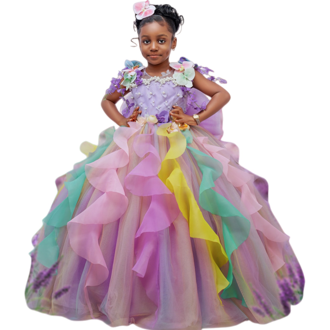 2026 Colorful Ball Gown Flower Girl Dresses Pearls Flowers Organza Little Girl Christmas Peageant Birthday Christening Tutu Dress Gowns ZJ4242